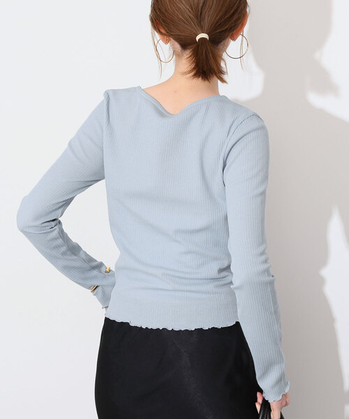 SLOBE IENA(スローブイエナ)の「ランダムテレコ ショートカーディガン(Tシャツ/カットソー・レディース・サックスブルー/イエロー・FREE)」の9枚目の写真