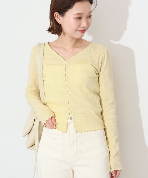 SLOBE IENA(スローブイエナ)の「ランダムテレコ ショートカーディガン(Tシャツ/カットソー・レディース・サックスブルー/イエロー・FREE)」の18枚目の写真
