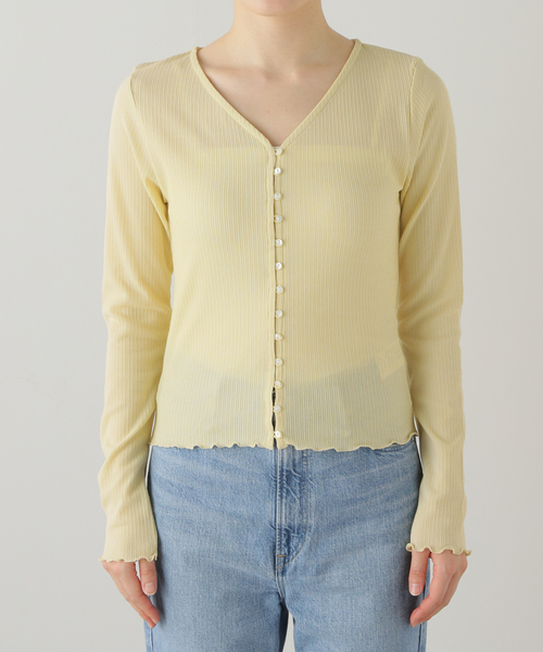 SLOBE IENA(スローブイエナ)の「ランダムテレコ ショートカーディガン(Tシャツ/カットソー・レディース・サックスブルー/イエロー・FREE)」の21枚目の写真