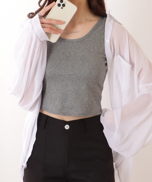 Lace Ladies(レースレディース)の「ソリッドカラー ベーシック ノースリーブ ハーフトップ(タンクトップ・レディース・グレー/ブラック/ホワイト・S/FREE)」の13枚目の写真