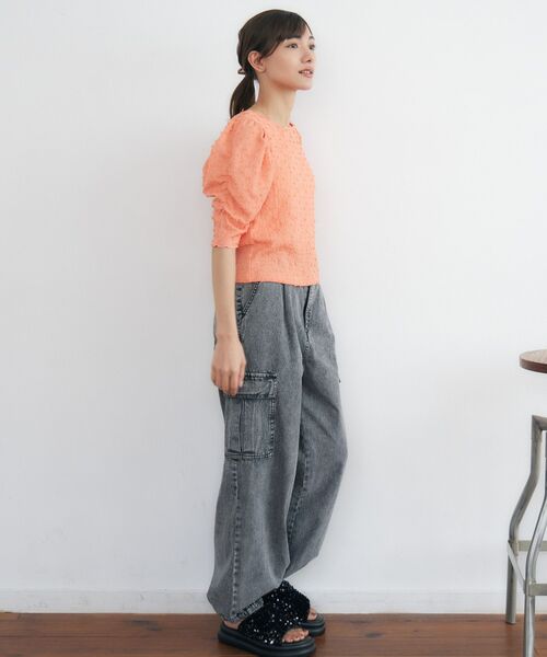 RETRO GIRL(レトロガール)の「ジャガードTEE(Tシャツ/カットソー・レディース・オレンジ/グリーン/オフホワイト・FREE)」の13枚目の写真