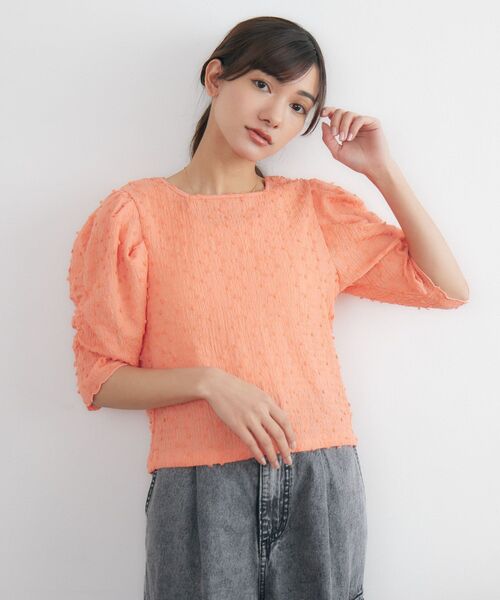 RETRO GIRL(レトロガール)の「ジャガードTEE(Tシャツ/カットソー・レディース・オレンジ/グリーン/オフホワイト・FREE)」の17枚目の写真