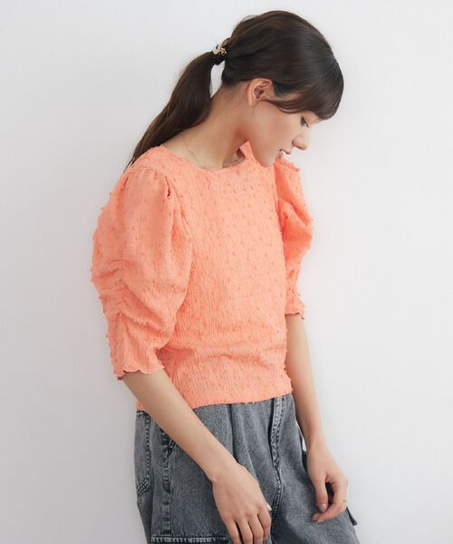RETRO GIRL(レトロガール)の「ジャガードTEE(Tシャツ/カットソー・レディース・オレンジ/グリーン/オフホワイト・FREE)」の18枚目の写真