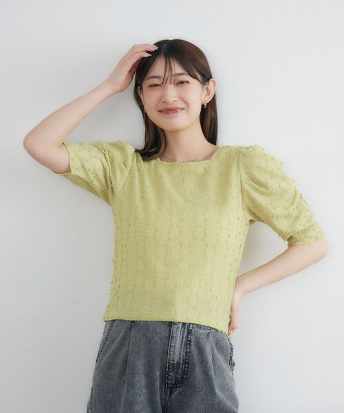 RETRO GIRL(レトロガール)の「ジャガードTEE(Tシャツ/カットソー・レディース・オレンジ/グリーン/オフホワイト・FREE)」の21枚目の写真
