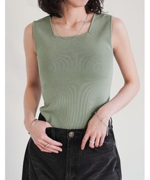 Re:EDIT（リエディ）の「[2026S/S COLLECTION][新色追加][リニューアル][ブラ紐隠し]レーヨンブレンドスクエアネックリブニットタンクトップ（タンクトップ）」