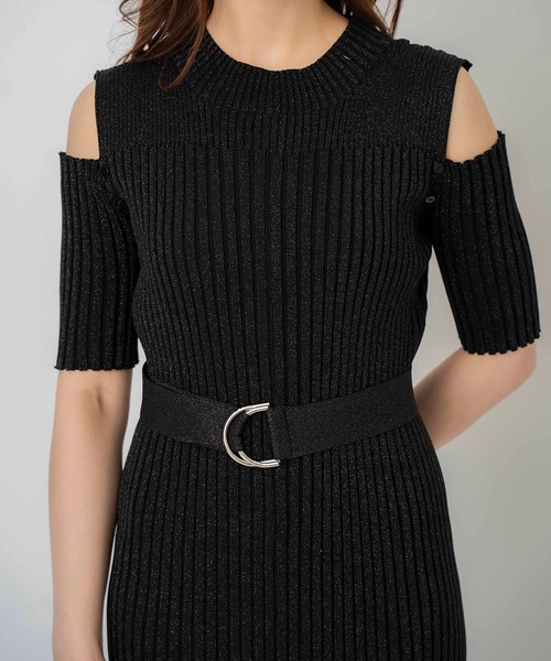 *Alice + Olivia* オープンショルダーリブニットワンピース セール 60%OFF】オープンショルダーリブニットワンピース