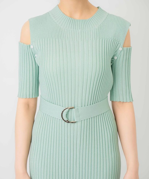 *Alice + Olivia* オープンショルダーリブニットワンピース セール 60%OFF】オープンショルダーリブニットワンピース