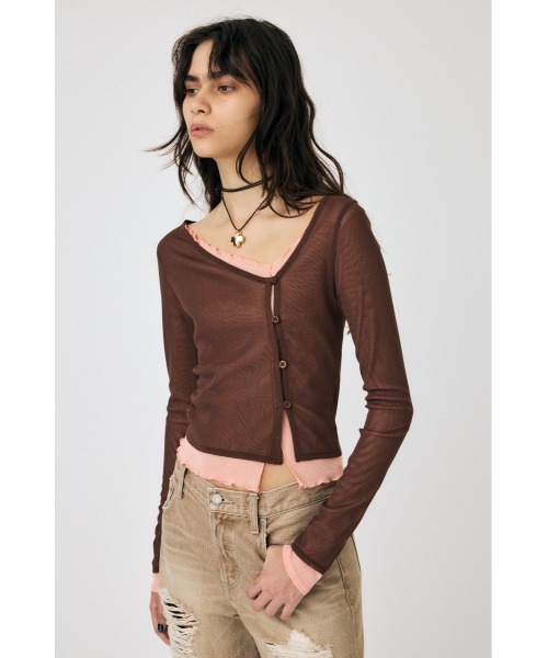 moussy シアートップス LAYERED ASSYMETRIC SHEER MOUSSY | LAYERED ASSYMETRIC SHEER トップス (Tシャツ