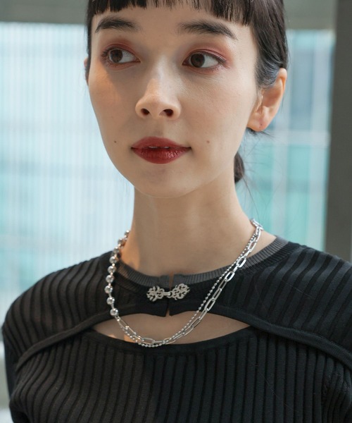 HARE（ハレ）の「MIXチェーンショートラリエット(HARE)（ネックレス・レディース・ゴールド/シルバー・FREE）」の4枚目の写真