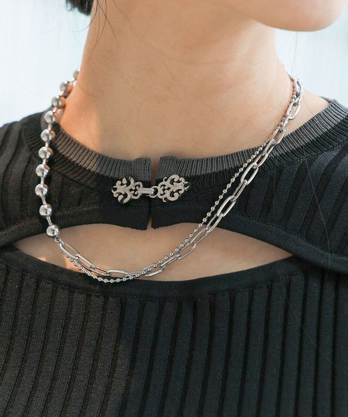 HARE（ハレ）の「MIXチェーンショートラリエット(HARE)（ネックレス・レディース・ゴールド/シルバー・FREE）」の5枚目の写真