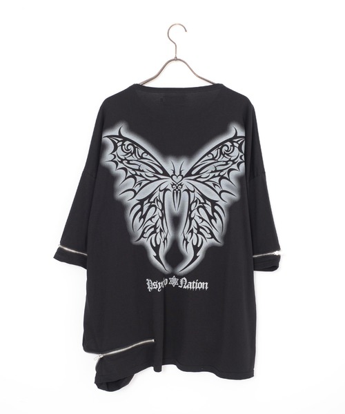 『PSYCHO NATION/サイコネーション』トライバルバタフライ半袖Tシャツ SILVER BULLET（シルバーバレット）の「『PSYCHO NATION/サイコ