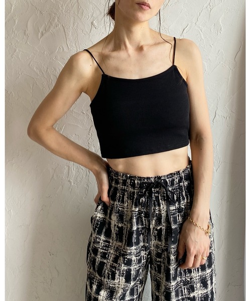 CHLOE' 【希少 美品】黒シフォン★キャミソール カップ付き バックオープンブラトップ キャミソール[品番