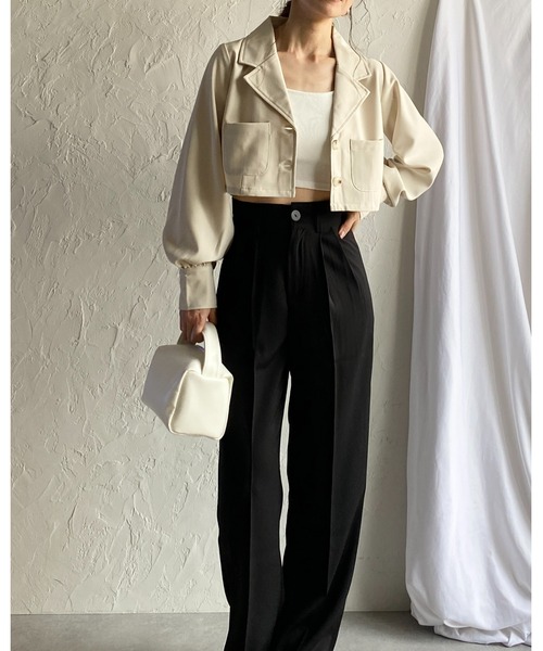 She's Closet(シーズクローゼット)の「カップ付きショート丈クロップドベアトップブラキャミソールトップス(キャミソール・レディース・ブラウン/ブラック/オフホワイト・FREE)」の15枚目の写真