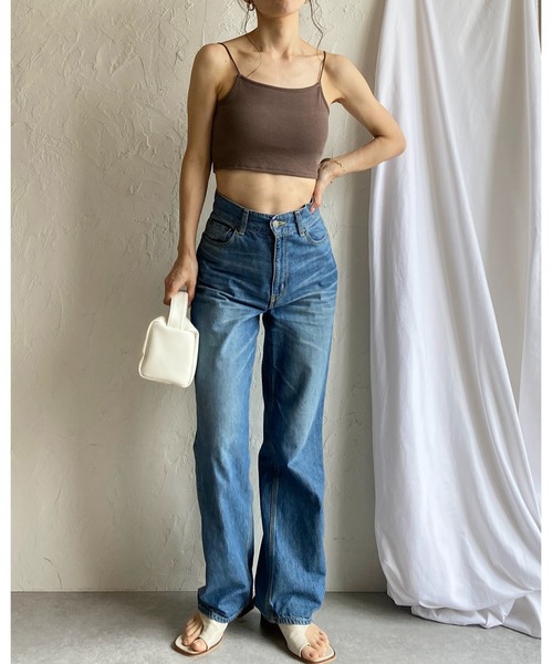She's Closet(シーズクローゼット)の「カップ付きショート丈クロップドベアトップブラキャミソールトップス(キャミソール・レディース・ブラウン/ブラック/オフホワイト・FREE)」の9枚目の写真