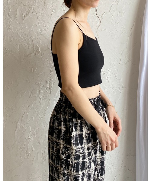 EC0229：おみぞ detachable bra cropped camisole / 取り外し可能カップ付き