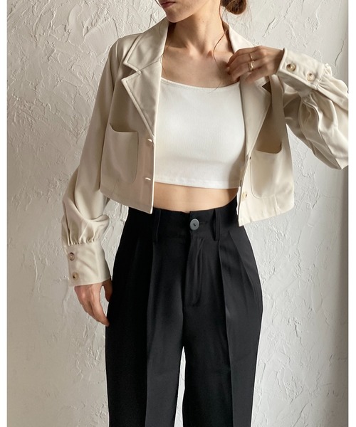 お*ね様 POPPY ショートブラウス、キャミソール KOBE LETTUCE キャミソール 前後2wayチューリップビスチェ
