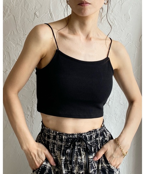 EC0229：おみぞ detachable bra cropped camisole / 取り外し可能カップ付き