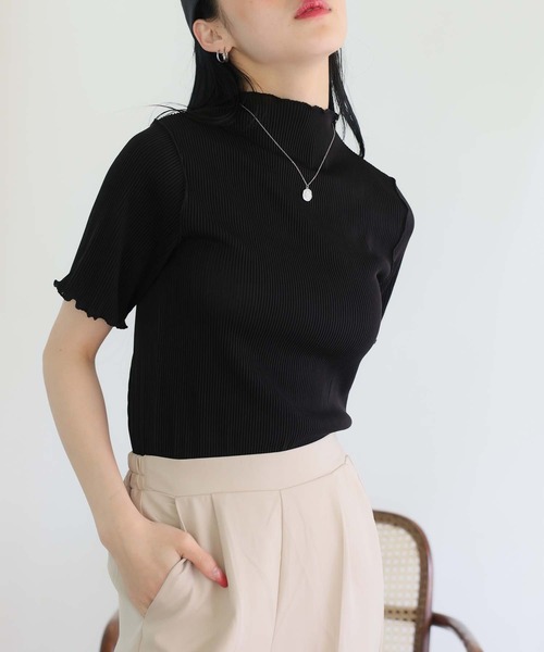 Girly Doll(ガーリードール)の「プリーツメロウハーフスリーブトップス(Tシャツ/カットソー・レディース・モカ/ベージュ/グレー/ブラック・M/L)」の5枚目の写真