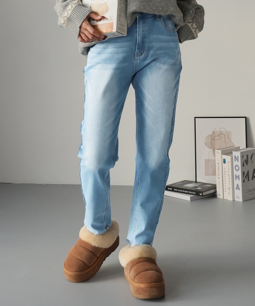 Doula Doula(ドゥーラドゥーラ)の「ハイウエストテーパードヴィンテージジーンズデニム(デニムパンツ・レディース・ブルー/ライトブルー/インディゴブルー・S/M/L)」の1枚目の写真