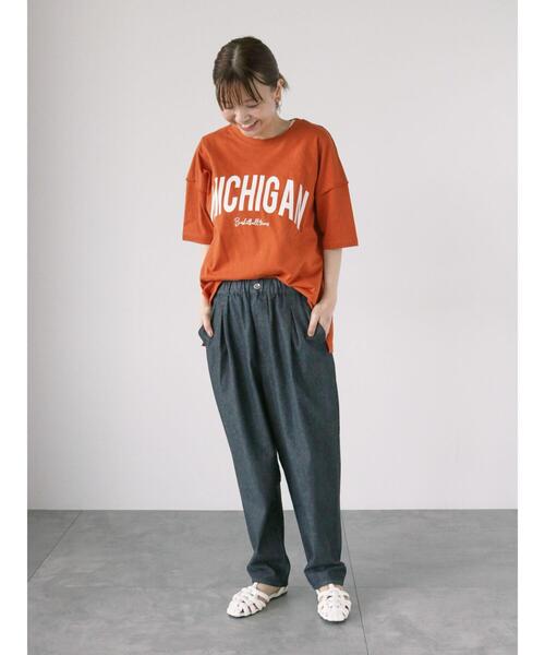 Lugnoncure（ルノンキュール）の「アウトロックカレッジロゴTシャツ（Tシャツ/カットソー・レディース・オレンジ/チャコールグレー/オフホワイト・F）」の5枚目の写真