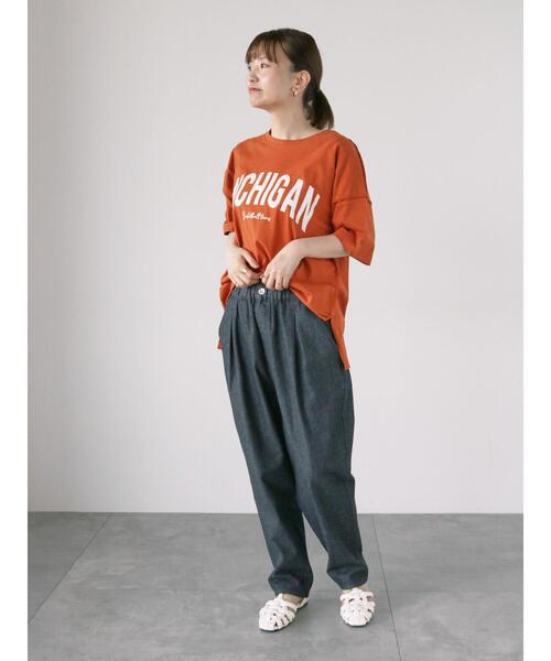 Lugnoncure（ルノンキュール）の「アウトロックカレッジロゴTシャツ（Tシャツ/カットソー・レディース・オレンジ/チャコールグレー/オフホワイト・F）」の6枚目の写真