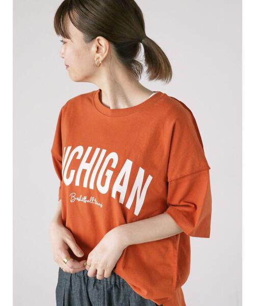 Lugnoncure（ルノンキュール）の「アウトロックカレッジロゴTシャツ（Tシャツ/カットソー・レディース・オレンジ/チャコールグレー/オフホワイト・F）」の8枚目の写真