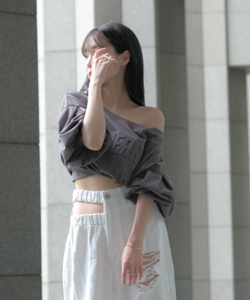 qumerry.（キュメリ）の「ロゴスウェットプルオーバー（スウェット・レディース・ピンク/グレー/オフホワイト・FREE）」の2枚目の写真