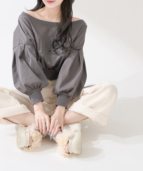 qumerry.（キュメリ）の「ロゴスウェットプルオーバー（スウェット・レディース・ピンク/グレー/オフホワイト・FREE）」の7枚目の写真