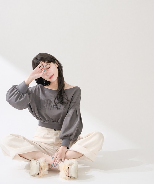 qumerry.（キュメリ）の「ロゴスウェットプルオーバー（スウェット・レディース・ピンク/グレー/オフホワイト・FREE）」の8枚目の写真