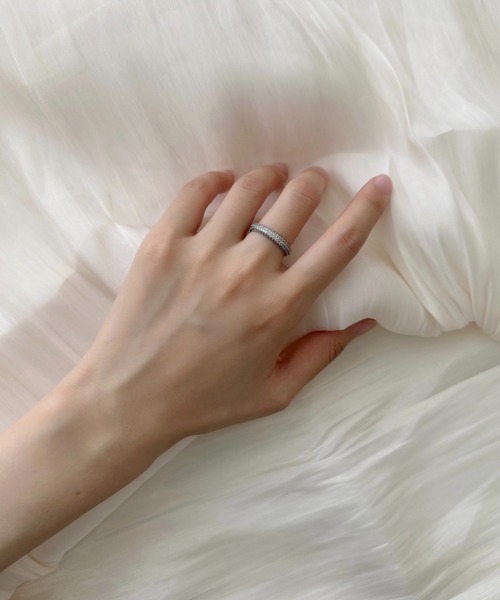 セール】PAVE CRYSTAL PENDANT RING レディースリング シルバー