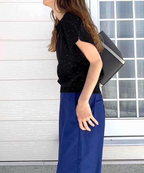 Q（キュー）の「スパンコールヤーンニット（ニット/セーター・レディース・ブラック/セージグリーン・MEDIUM）」の10枚目の写真