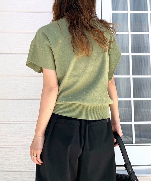 Q（キュー）の「スパンコールヤーンニット（ニット/セーター・レディース・ブラック/セージグリーン・MEDIUM）」の15枚目の写真