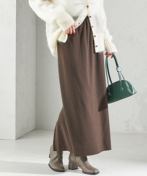 SHIPS（シップス）の「〈手洗い可能〉リブ ジャージー 2WAY ストレッチ スカート（スカート・レディース・ダークグレー/ベージュ/ブラック/キャメル/ブラウン・ONE SIZE）」の3枚目の写真