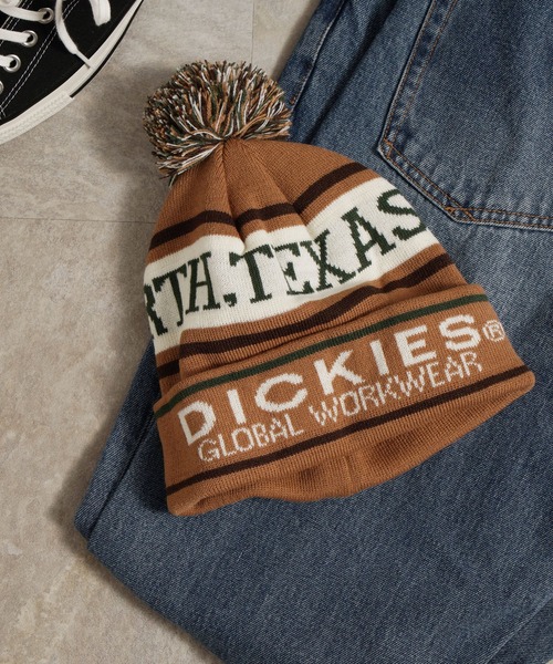 Dickies(ディッキーズ)の「Dickies EX JACQUARD KNIT WATCH/ロゴ/ボンボン付きニット帽/帽子/ワッチキャップ/ディッキーズ(ニットキャップ/ビーニー・メンズ・ブラック/ベージュ/エンジ/ブルー・FREE)」の3枚目の写真