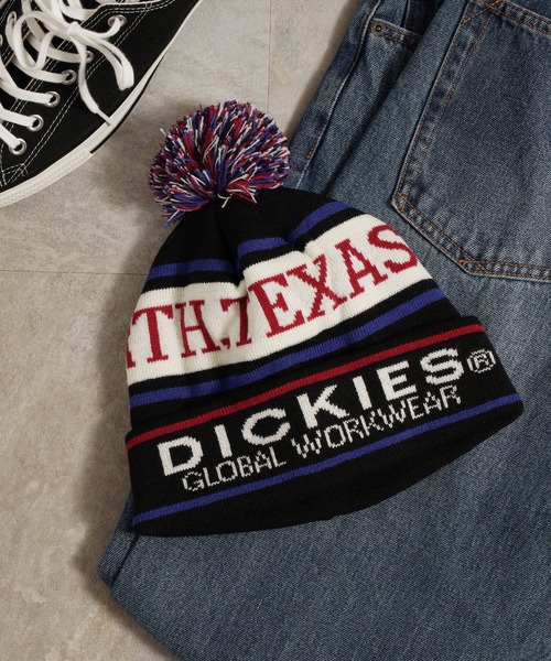 Dickies(ディッキーズ)の「Dickies EX JACQUARD KNIT WATCH/ロゴ/ボンボン付きニット帽/帽子/ワッチキャップ/ディッキーズ(ニットキャップ/ビーニー・メンズ・ブラック/ベージュ/エンジ/ブルー・FREE)」の2枚目の写真