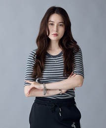 MILLER | R.P.miller/ミラー パネルリブH/S 5分袖 Tシャツ 2026新作 再入荷 夏服(Tシャツ/カットソー)