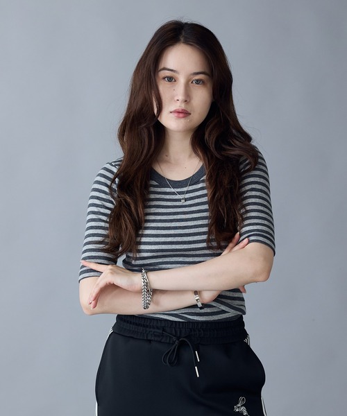 MILLER(ミラー)の「R.P.miller/ミラー パネルリブH/S 5分袖 Tシャツ(Tシャツ/カットソー・レディース・ブラック×レッド/グレー系/ダークグレー/ブラック系/タン/ブラック/ホワイト/ブルー系その他/レッド系その他・FREE)」の7枚目の写真