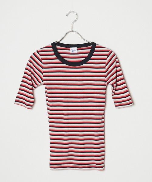 MILLER(ミラー)の「R.P.miller/ミラー パネルリブH/S 5分袖 Tシャツ(Tシャツ/カットソー・レディース・ブラック×レッド/グレー系/ダークグレー/ブラック系/タン/ブラック/ホワイト/ブルー系その他/レッド系その他・FREE)」の4枚目の写真