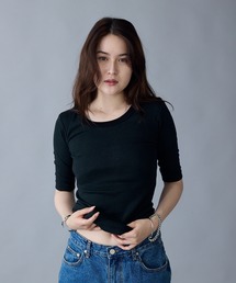 R.P.miller/ミラー パネルリブH/S 5分袖 Tシャツ 2026新作 再入荷 秋服 2026年秋冬