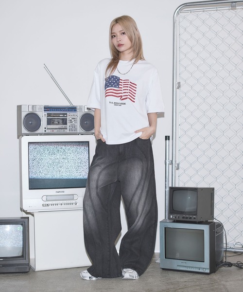 MSG（エムエスジー）の「ヴィンテージ加工オーバーサイズウェーブ切替ワイドストレートバギーデニムパンツ　11.5oz【UNISEX】（デニムパンツ・メンズ・ブラック/ブルー/グレー/ネイビー・L/M/XL/S）」の17枚目の写真