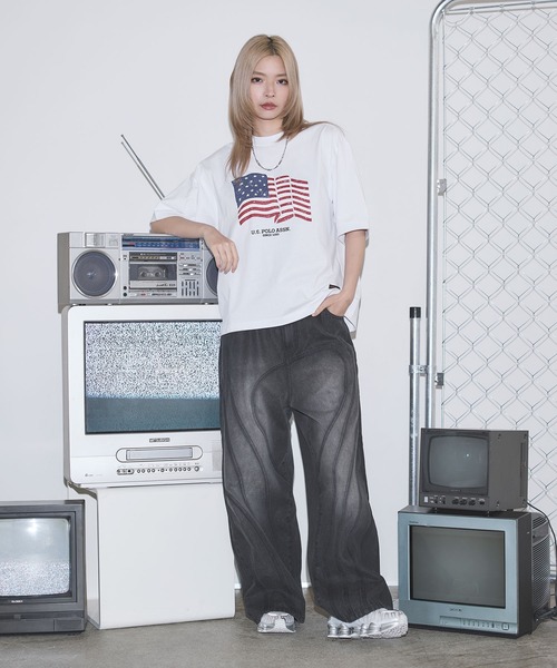 MSG（エムエスジー）の「ヴィンテージ加工オーバーサイズウェーブ切替ワイドストレートバギーデニムパンツ　11.5oz【UNISEX】（デニムパンツ・メンズ・ブラック/ブルー/グレー/ネイビー・L/M/XL/S）」の18枚目の写真