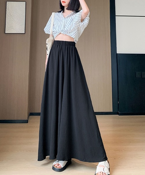 Primazel(プリマゼル)の「フレアスカンツワイドロングパンツ(その他パンツ・レディース・ブラック/ホワイト・MEDIUM)」の3枚目の写真
