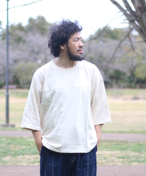 NATAL DESIGN（ネイタルデザイン）の「HEMP FOOT BALL TEE（Tシャツ/カットソー・メンズ・コバルトブルー/ホワイト/ライトパープル/シアン/サファリグリーン/オリーブ/ブラック/ナチュラル・X-LARGE/LARGE/MEDIUM）」の3枚目の写真