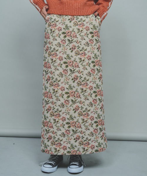 Unitage(ユニテージ)の「アンティーク調ジャガードロングスカート(スカート・レディース・ベージュ/ブラウン・FREE)」の12枚目の写真