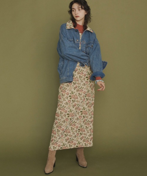 Unitage(ユニテージ)の「アンティーク調ジャガードロングスカート(スカート・レディース・ベージュ/ブラウン・FREE)」の15枚目の写真