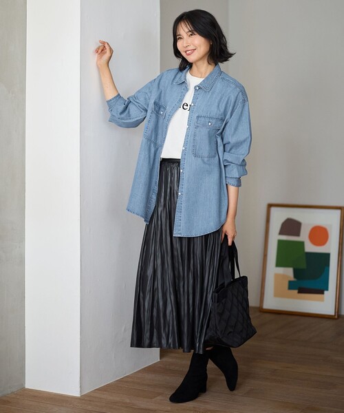 洗濯機可】パールボタンデニムシャツ（シャツ/ブラウス）｜ANY（エニィ