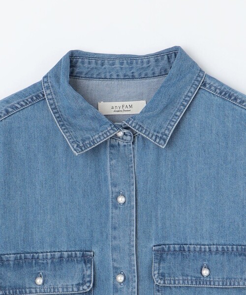 洗濯機可】パールボタンデニムシャツ（シャツ/ブラウス）｜ANY（エニィ
