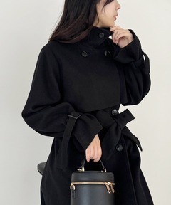 セール】super160 リバー スタンドカラー ロングコート（その他