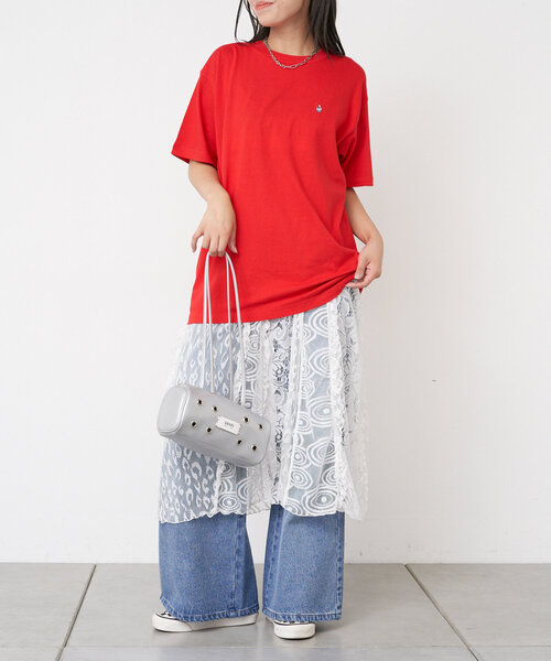 CIAOPANIC(チャオパニック)の「【BNCP】ワンポイントロゴ刺繍Tシャツ(Tシャツ/カットソー・レディース・レッド/ホワイト/ブラック/グレー/チャコールグレー・LARGE/X-LARGE)」の9枚目の写真