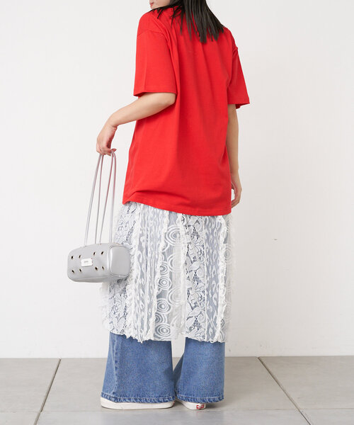 CIAOPANIC(チャオパニック)の「【BNCP】ワンポイントロゴ刺繍Tシャツ(Tシャツ/カットソー・レディース・レッド/ホワイト/ブラック/グレー/チャコールグレー・LARGE/X-LARGE)」の7枚目の写真